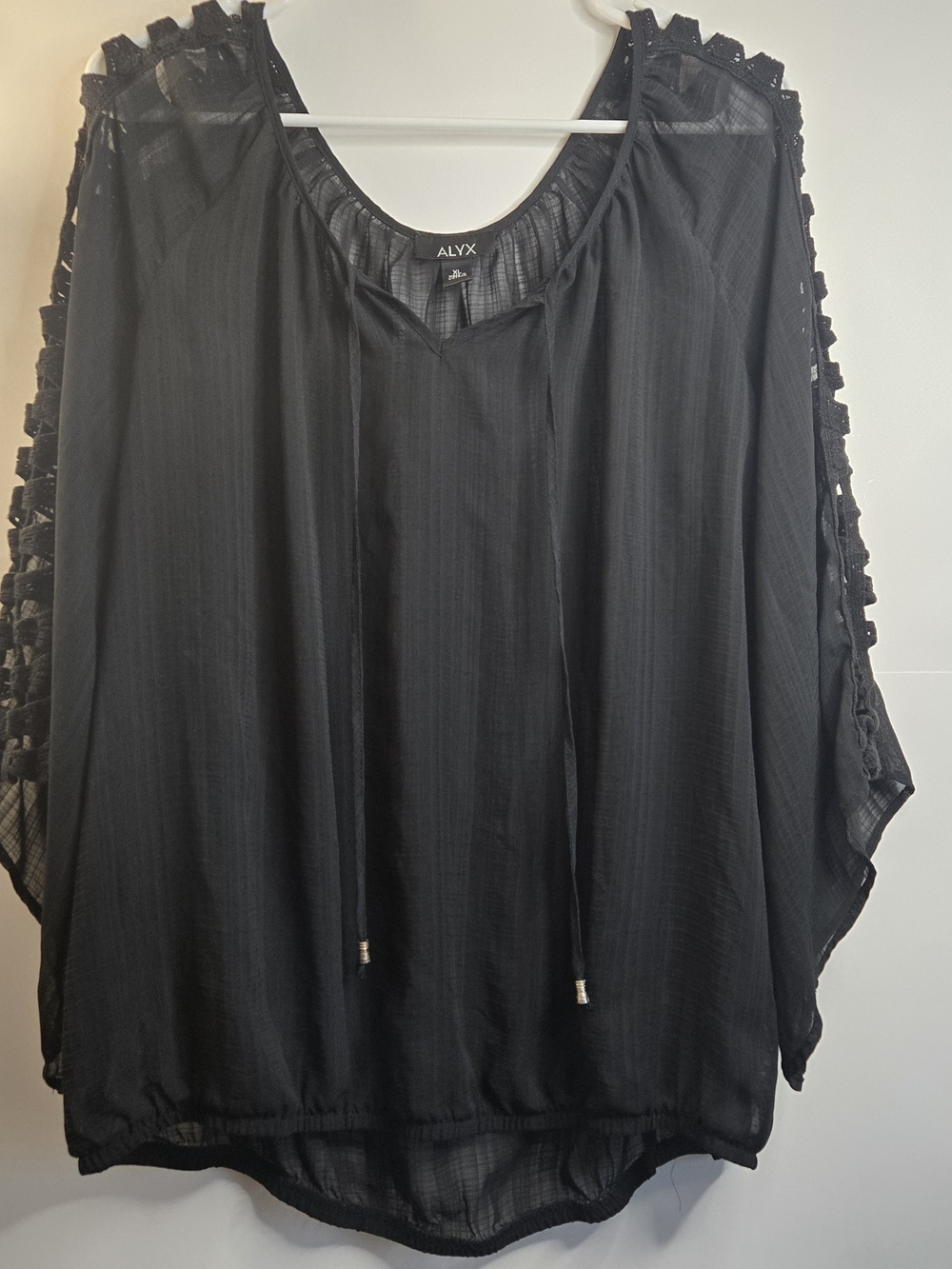 ALYX Black Sheer Peasant Blouse